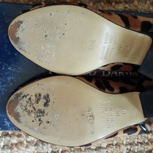 Open toe Leopard Calf Hair Heels - Picture 2 of 7